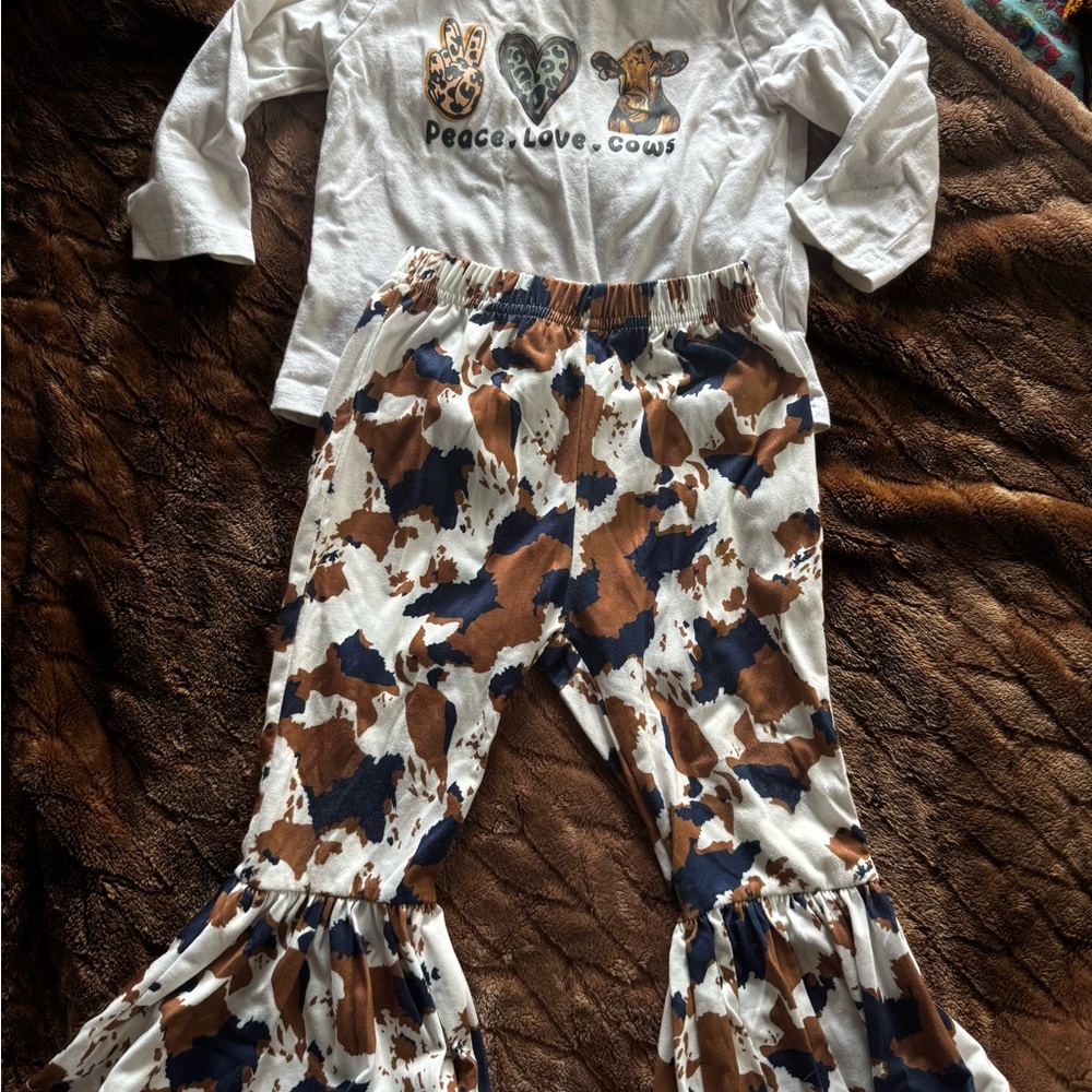 Brown and Black Cow Print Leggings Stretchy Bottoms